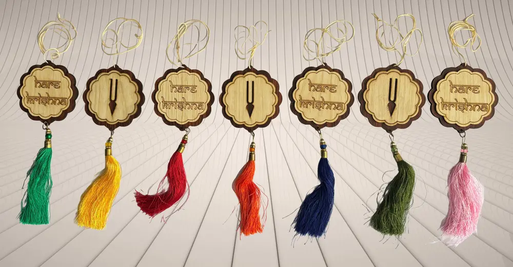 Wooden Decorative Hanger (Double Sided 3 Layer) (Hare Krishna)